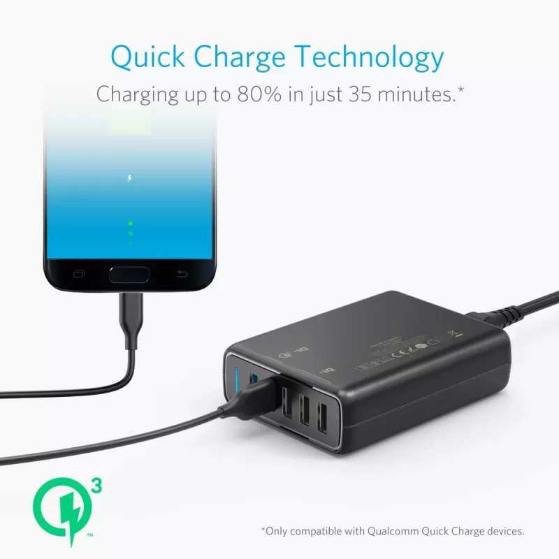 ANKER Powerport Speed 5 2x Quick Charge 3.0 Eu Black
