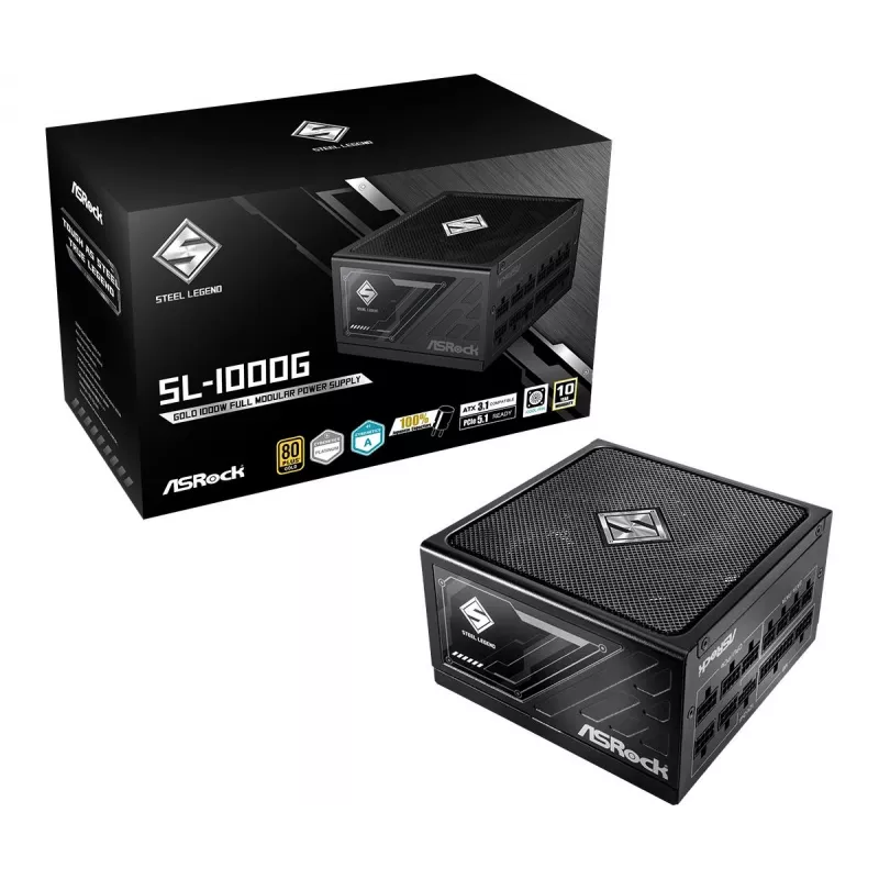 Power supply unit ASROCK SL-1000G Steel Legend 1000 W 20+4 pin ATX 80 PLUS Gold Black