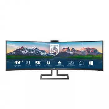 Philips P Line 32:9 SuperWide curved LCD display 499P9H/00, 124 cm (48.8 inch), 5120 x 1440 pixels, UltraWide Dual Quad HD, LCD, 5 ms, Black