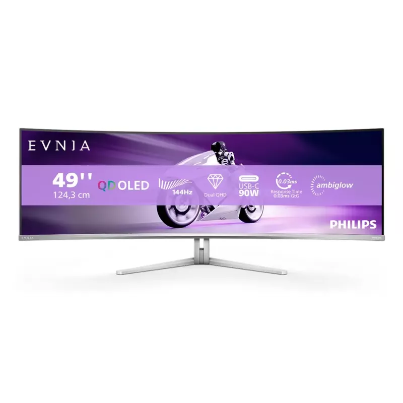Philips Evnia 8000 49M2C8900L/00 computer monitor 124.2 cm (48.9 inch) 5120 x 1440 pixels Dual QHD QD-OLED White