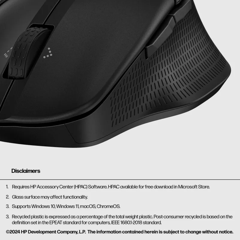 HP 480 Comfort Bluetooth Mouse, Right-hand, Bluetooth, 4000 DPI, Black