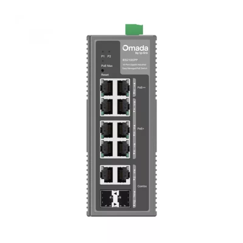 TP-Link Omada 10-Port Gigabit Industrial Easy Managed Switch with 6-Port PoE+ and 2-Port PoE++