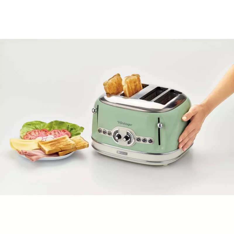 Ariete Vintage 156 4-Slice Toaster, 1600 W, Light Green
