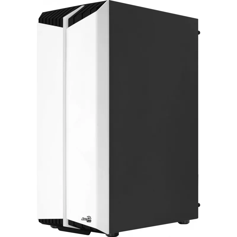 PC Case AEROCOOL Bionic Midi Tower White — ATX, Tempered Glass, 2x3.5 inch bays, 6x2.5 inch, 297 mm GPU, Blue LED