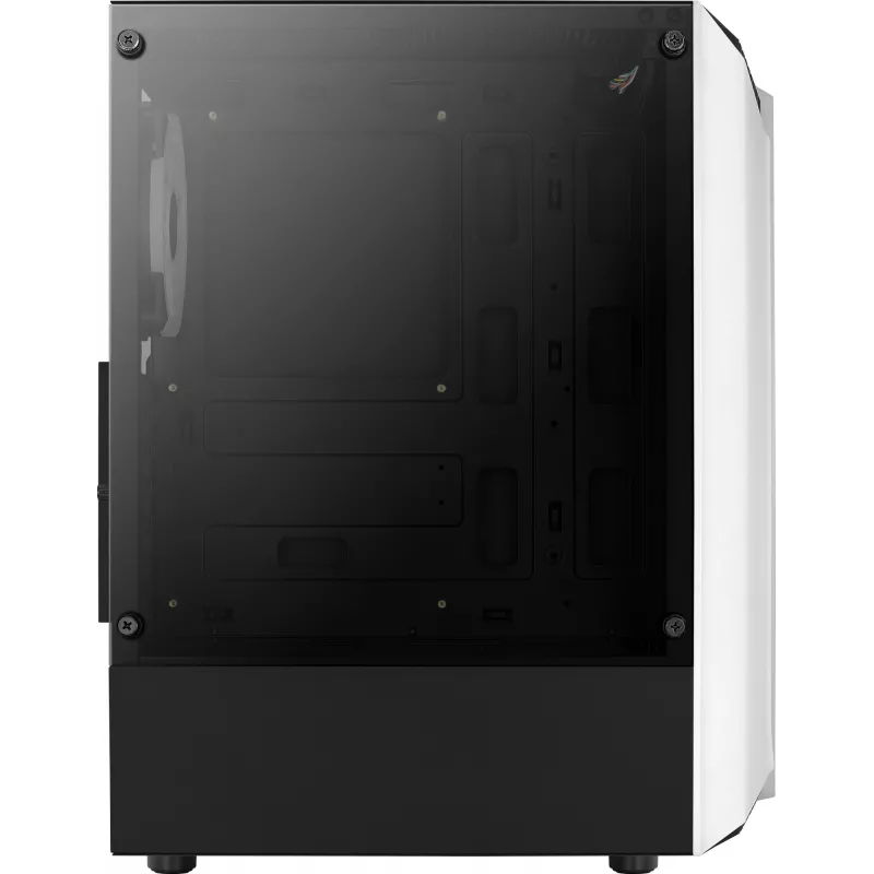 PC Case AEROCOOL Bionic Midi Tower White — ATX, Tempered Glass, 2x3.5 inch bays, 6x2.5 inch, 297 mm GPU, Blue LED
