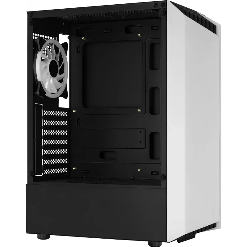 PC Case AEROCOOL Bionic Midi Tower White — ATX, Tempered Glass, 2x3.5 inch bays, 6x2.5 inch, 297 mm GPU, Blue LED