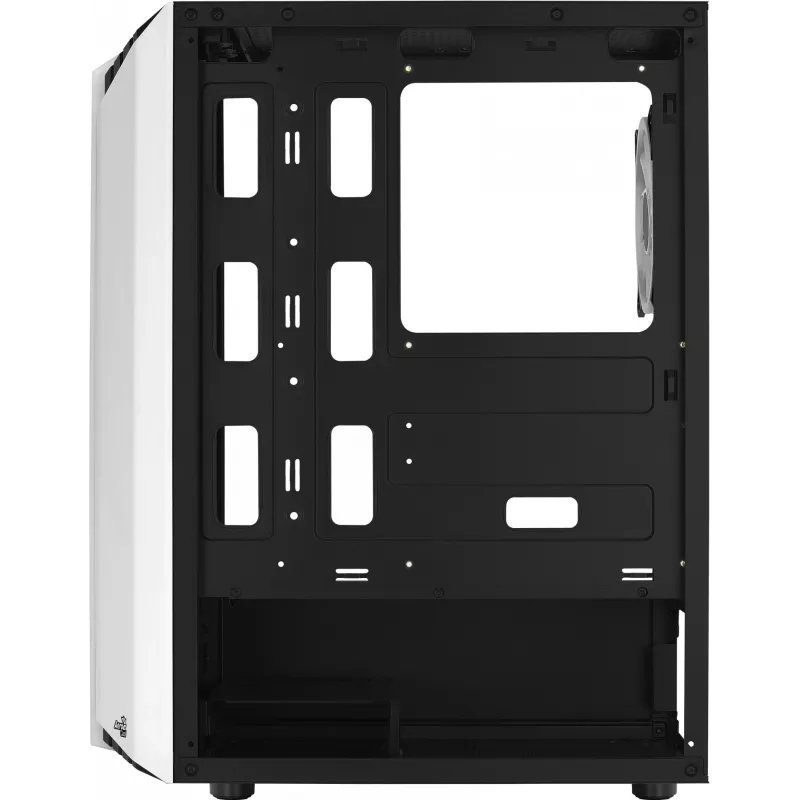 PC Case AEROCOOL Bionic Midi Tower White — ATX, Tempered Glass, 2x3.5 inch bays, 6x2.5 inch, 297 mm GPU, Blue LED