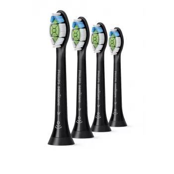 Toothbrush replacement heads Philips HX6064/88 Optimal White — 4 pcs, black, medium bristles, 62,000 movements/min