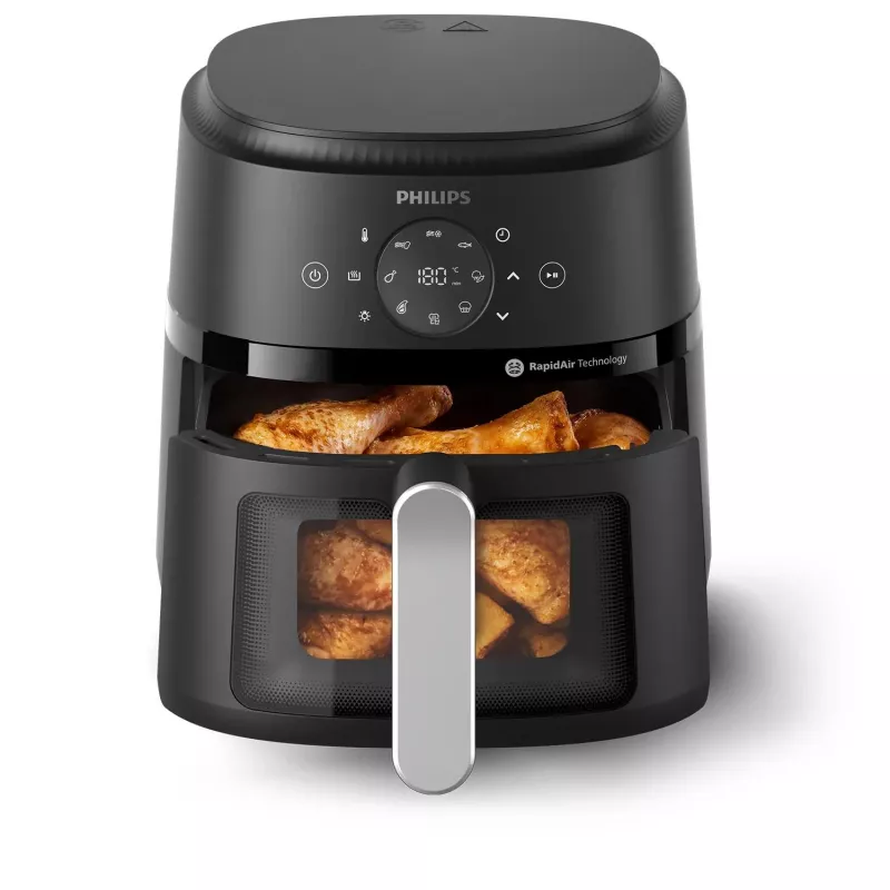 Philips 2000 series NA221/00 fryer Single 4.2 L Stand-alone 1500 W Hot air fryer Black, Silver