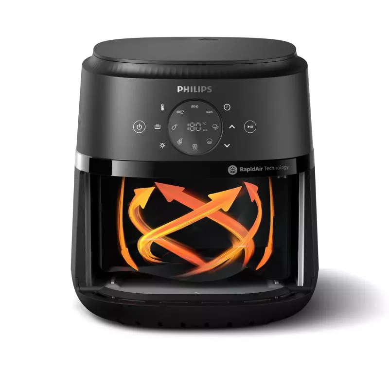 Philips 2000 series NA221/00 fryer Single 4.2 L Stand-alone 1500 W Hot air fryer Black, Silver