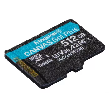 Kingston Technology 512GB microSDXC Canvas Go Plus Gen4 200R A2 U3 Single Pack w/o ADP