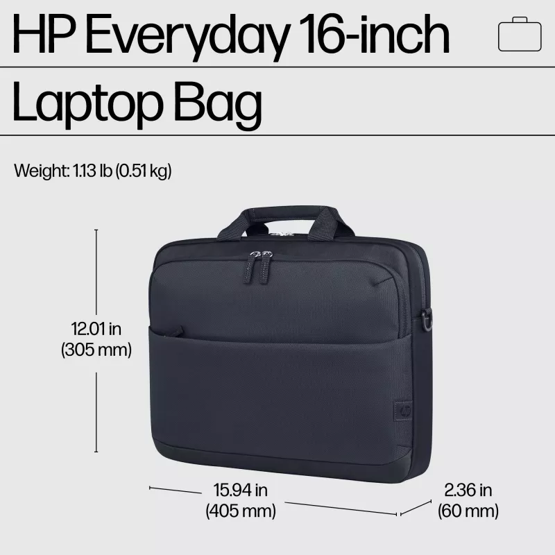 HP Everyday 16-inch Laptop Bag, Messenger case, 40.6 cm (16 inch), Shoulder strap, 510 g