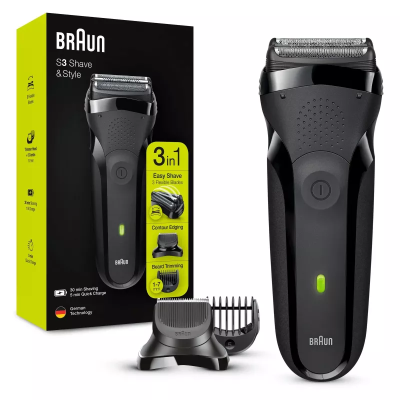 Braun Series 3 Shave&Style 300BT Electric Shaver, Razor for Men, Black