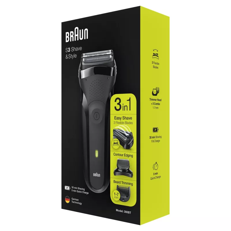 Braun Series 3 Shave&Style 300BT Electric Shaver, Razor for Men, Black