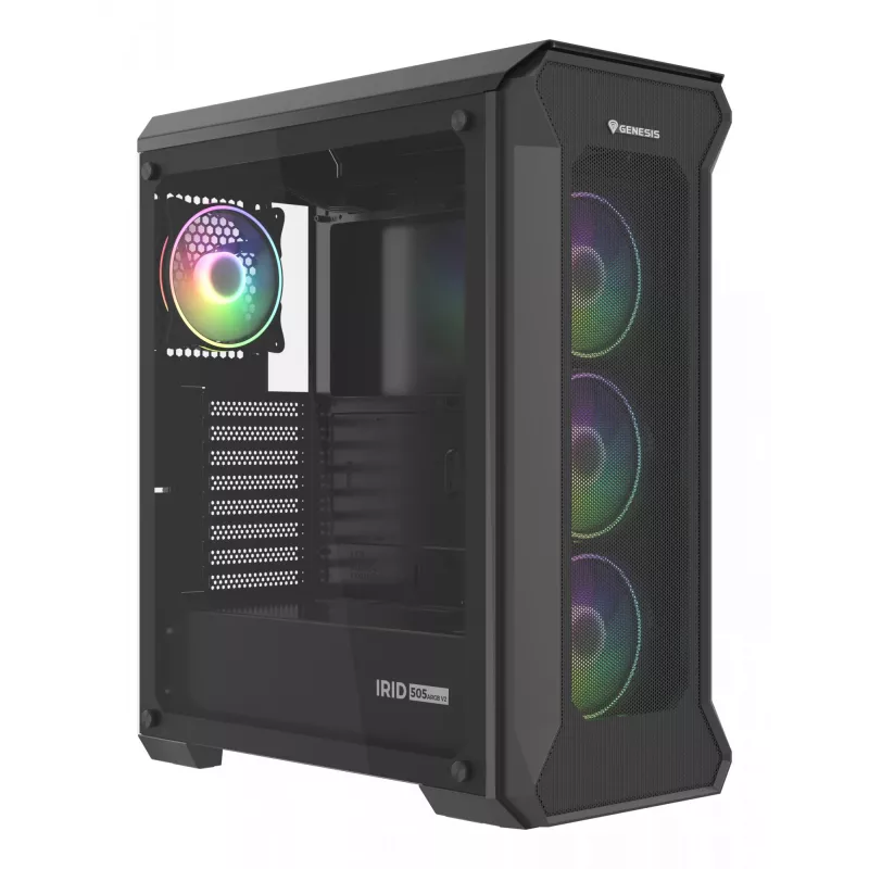 GENESIS Irid 505 ARGB Midi Tower Black, Transparent