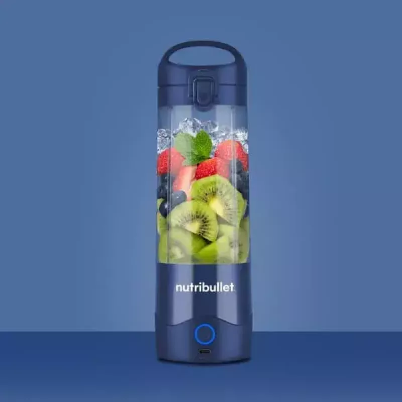 Sport blender NUTRIBULLET Portable 0.475 L, battery-powered, stainless steel blades, Tritan bowl, navy