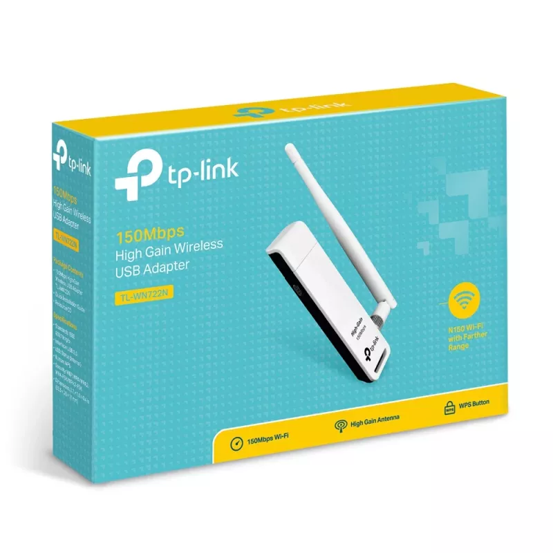 Network Card TP-Link TL-WN722N, WLAN 150 Mbit/s, USB, Wi-Fi 4, 2.4 GHz