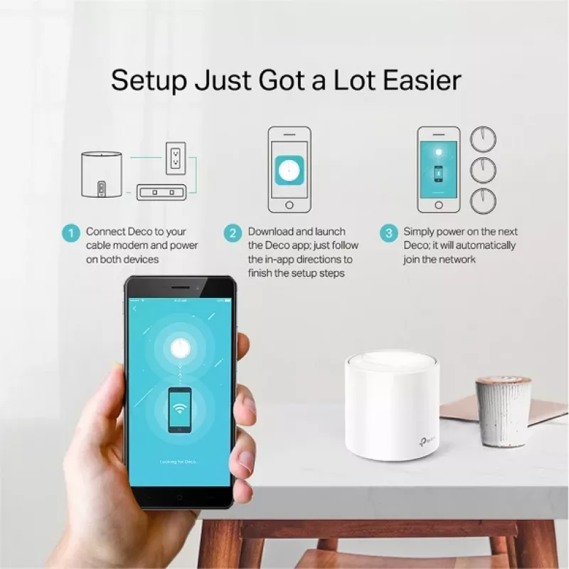TP-Link AX1800 Whole Home Mesh Wi-Fi 6 System, White, Internal, Mesh router, Power, FCC: