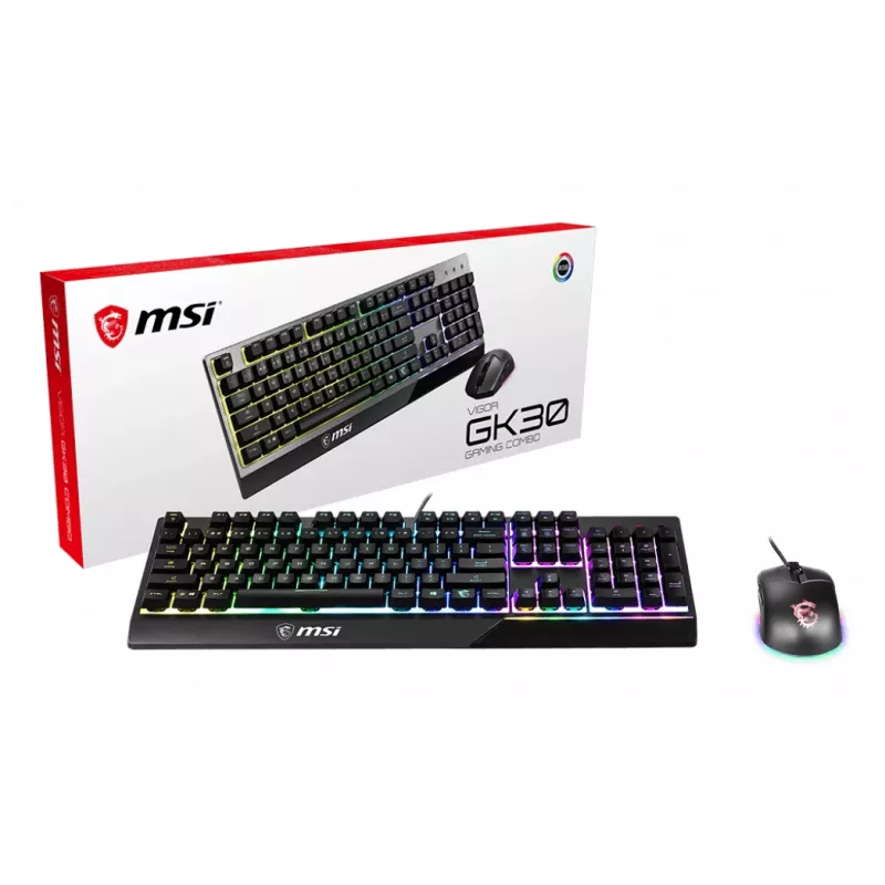 MSI VIGOR GK30 COMBO RGB MEMchanical Gaming Keyboard + Clutch GM11 Gaming Mouse ' UK Layout, 6-Zone RGB Lighting Keyboard, Dual-Zone RGB Lighting Mouse, 5000 DPI Optical Sensor, RGB Mystic Light'