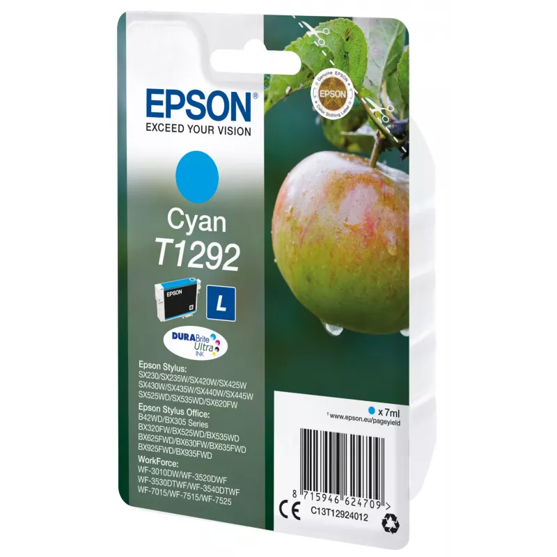 Epson Singlepack Cyan T1292 DURABrite Ultra Ink, Cyan, 7 ml, 1 pc(s), 474 pages
