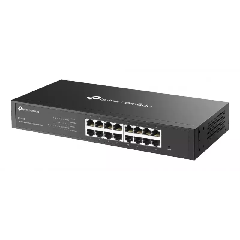 Managed L2 Gigabit Ethernet Switch TP-Link Omada ES216G — 16 x RJ-45 10/100/1000, 32 Gbit/s, 8000 MAC, black, rack-mount