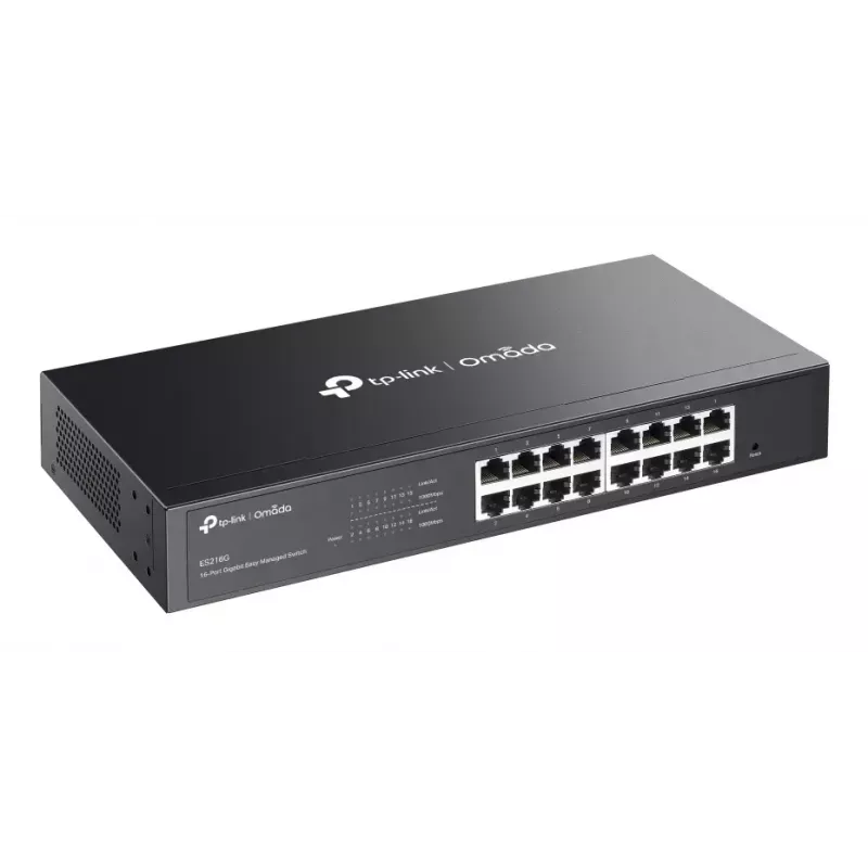 Managed L2 Gigabit Ethernet Switch TP-Link Omada ES216G — 16 x RJ-45 10/100/1000, 32 Gbit/s, 8000 MAC, black, rack-mount