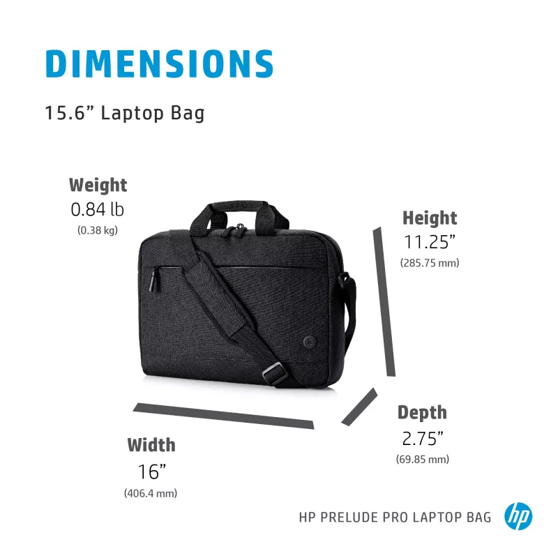 Messenger case HP Prelude Pro 15.6-inch laptop bag, fabric, grey, fits up to 39.6 cm, weight 380 g
