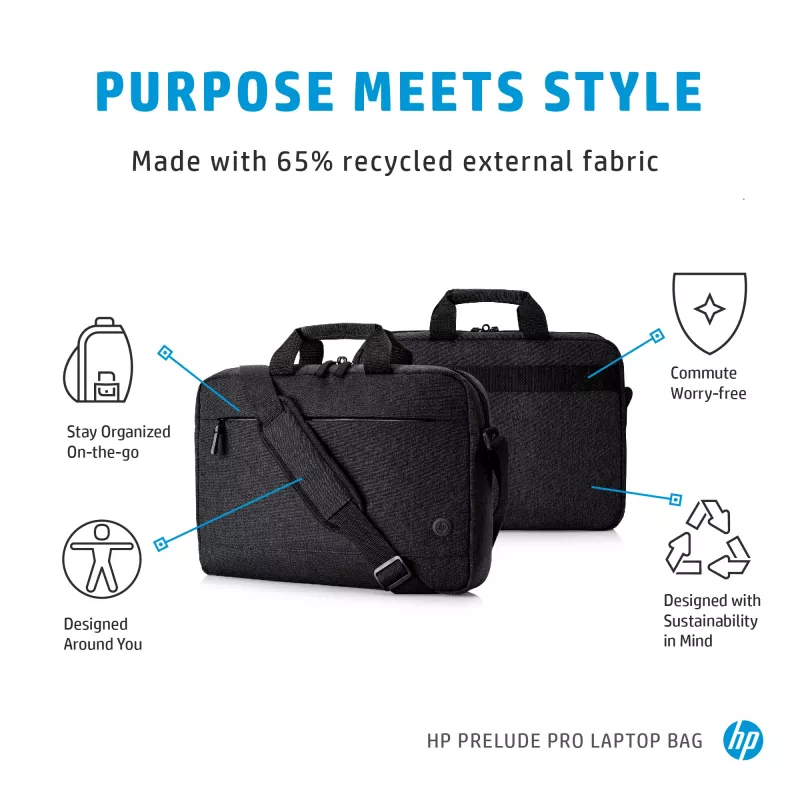 Messenger case HP Prelude Pro 15.6-inch laptop bag, fabric, grey, fits up to 39.6 cm, weight 380 g