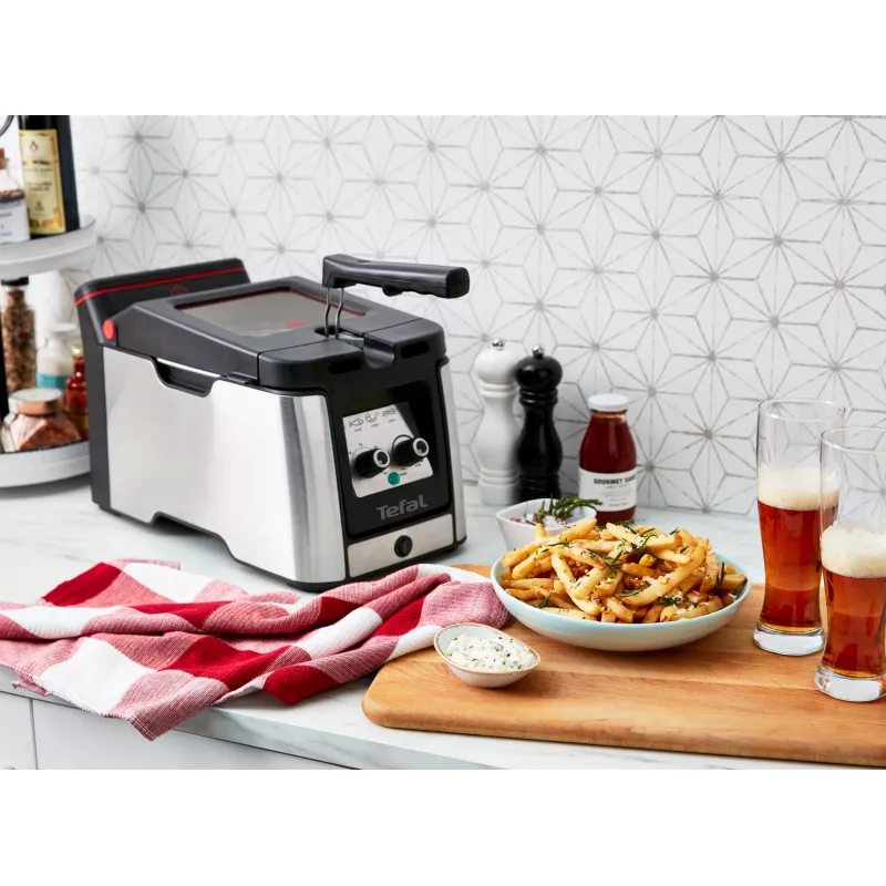 Tefal Clear Duo FR600D Single 0.65 L Stand-alone 2000 W Deep fryer Black, Stainless steel