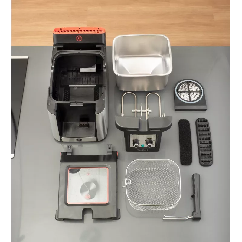 Tefal Clear Duo FR600D Single 0.65 L Stand-alone 2000 W Deep fryer Black, Stainless steel