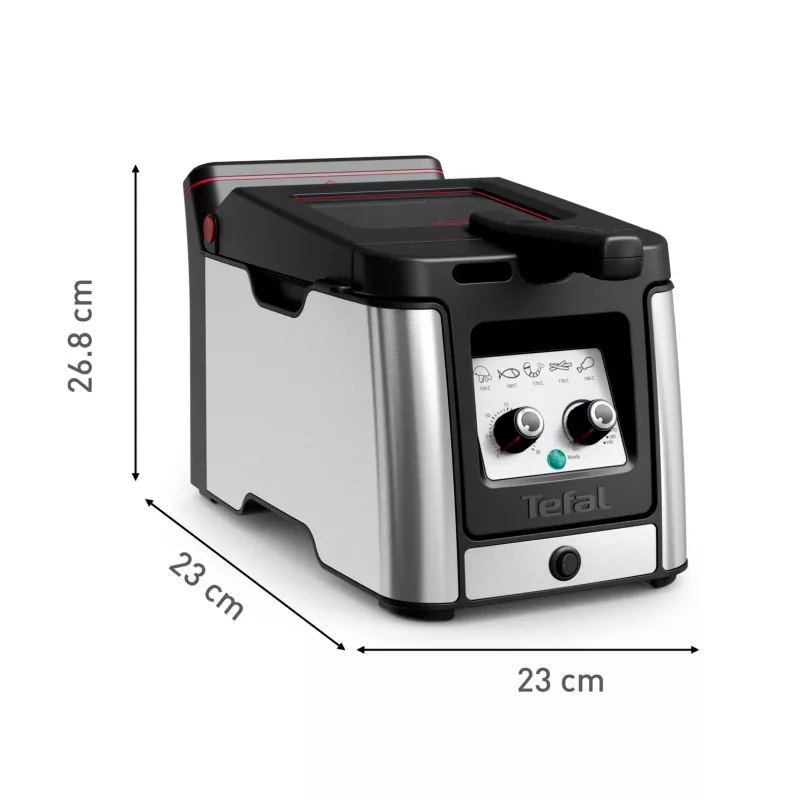 Tefal Clear Duo FR600D Single 0.65 L Stand-alone 2000 W Deep fryer Black, Stainless steel