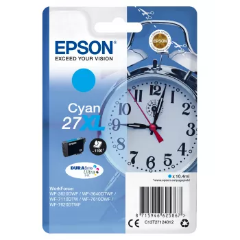 Epson Alarm clock Singlepack Cyan 27XL DURABrite Ultra Ink, High (XL) Yield, Cyan, 10.4 ml, 1 pc(s), 1100 pages