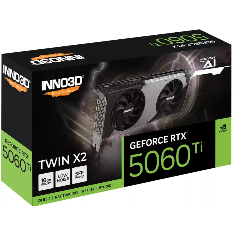 Graphics Card Inno3D GeForce RTX 5060 Ti — 16 GB GDDR7, PCIe 5.0, 128-bit, 448 GB/s