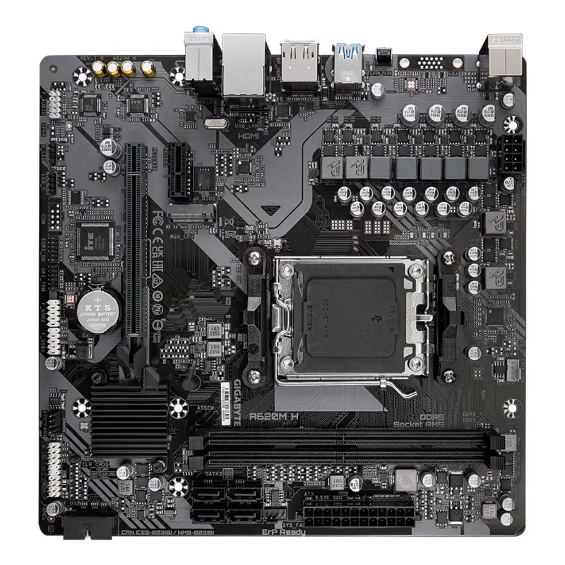 GIGABYTE A620M H Motherboard - Supports AMD Ryzen 8000 CPUs, 5+2+2 Phases Digital VRM, up to 7200MHz DDR5 (OC), 1xPCIe 4.0 M.2, GbE LAN, USB 3.2 Gen 1