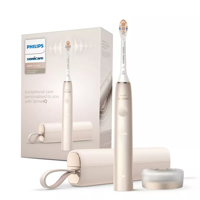 Philips Sonicare DiamondClean Prestige 9900 series DiamondClean Prestige HX9992/11 Sonic electric toothbrush with SenseIQ - Champagne