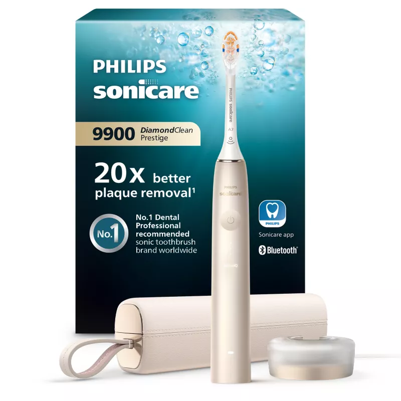 Philips Sonicare DiamondClean Prestige 9900 series DiamondClean Prestige HX9992/11 Sonic electric toothbrush with SenseIQ - Champagne