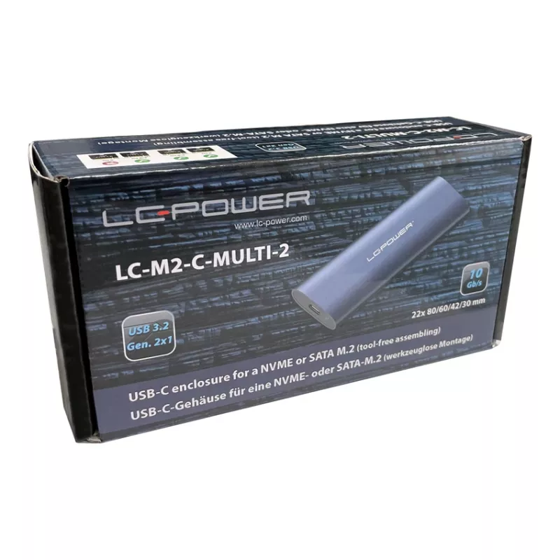 LC-POWER M.2 SSD Enclosure (nvme & St), USB 3.2 Gen.2x1, Nthrcite - Lc-m2-c-multi-2