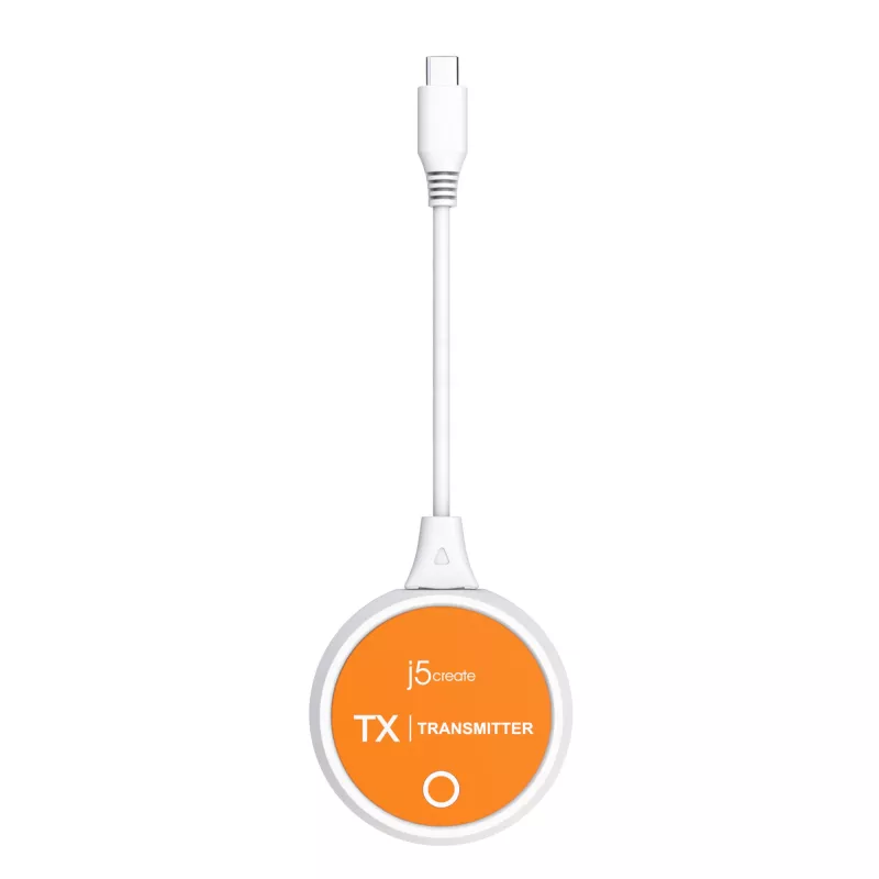 j5create JVAW62 ScreenCast USB-C® Wireless Display HDMI™ Extender, White and Orange