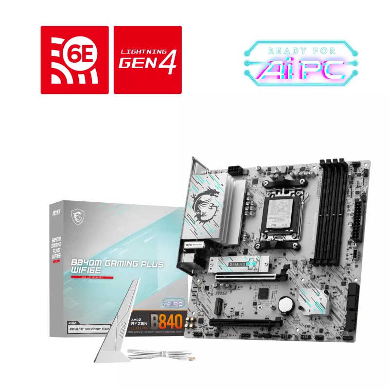 Motherboard MSI B840M GAMING PLUS WIFI6E microATX, Socket AM5, DDR5 up to 256GB, Wi‑Fi 6E, 2.5GbE, M.2 x2, HDMI 2.1