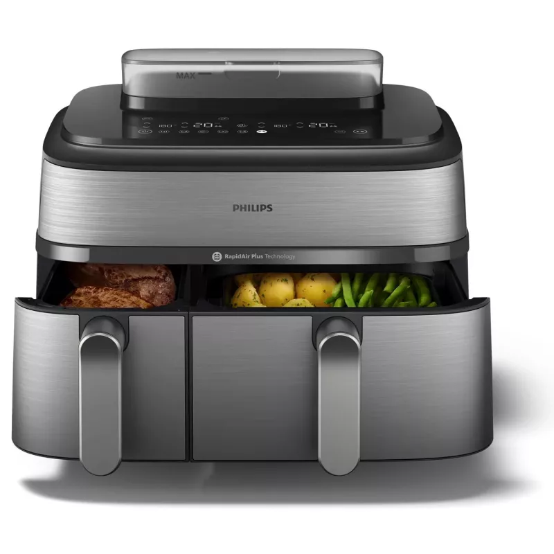 Philips 5000 series NA555/00 fryer Double 9 L Stand-alone 2750 W Hot air fryer Silver
