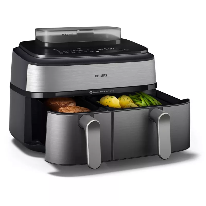 Philips 5000 series NA555/00 fryer Double 9 L Stand-alone 2750 W Hot air fryer Silver