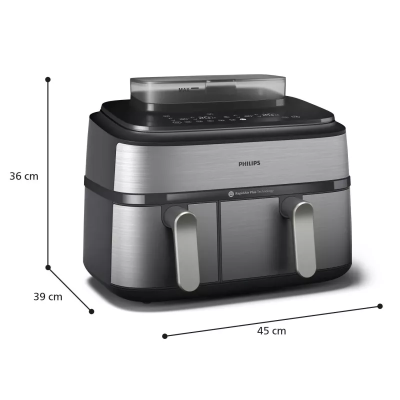 Philips 5000 series NA555/00 fryer Double 9 L Stand-alone 2750 W Hot air fryer Silver