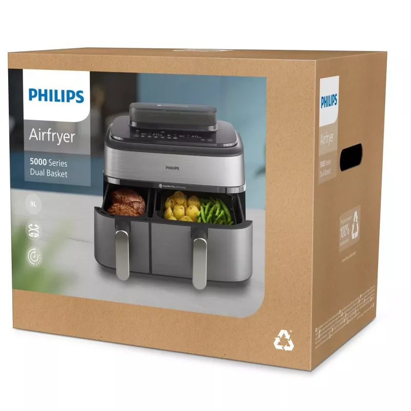 Philips 5000 series NA555/00 fryer Double 9 L Stand-alone 2750 W Hot air fryer Silver