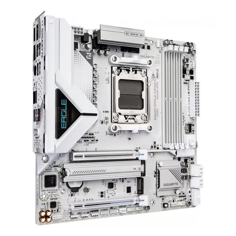 GIGABYTE B850M EAGLE WIFI6E ICE Motherboard - AMD Ryzen 9000 Series CPUs, 8+2+2 Phases Digital VRM, up to 8200MHz DDR5 (OC), 1xPCIe 5.0 + 1xPCIe 4.0 M.2, Wi-Fi 6E, 2.5 GbE LAN, USB 3.2 Gen 2