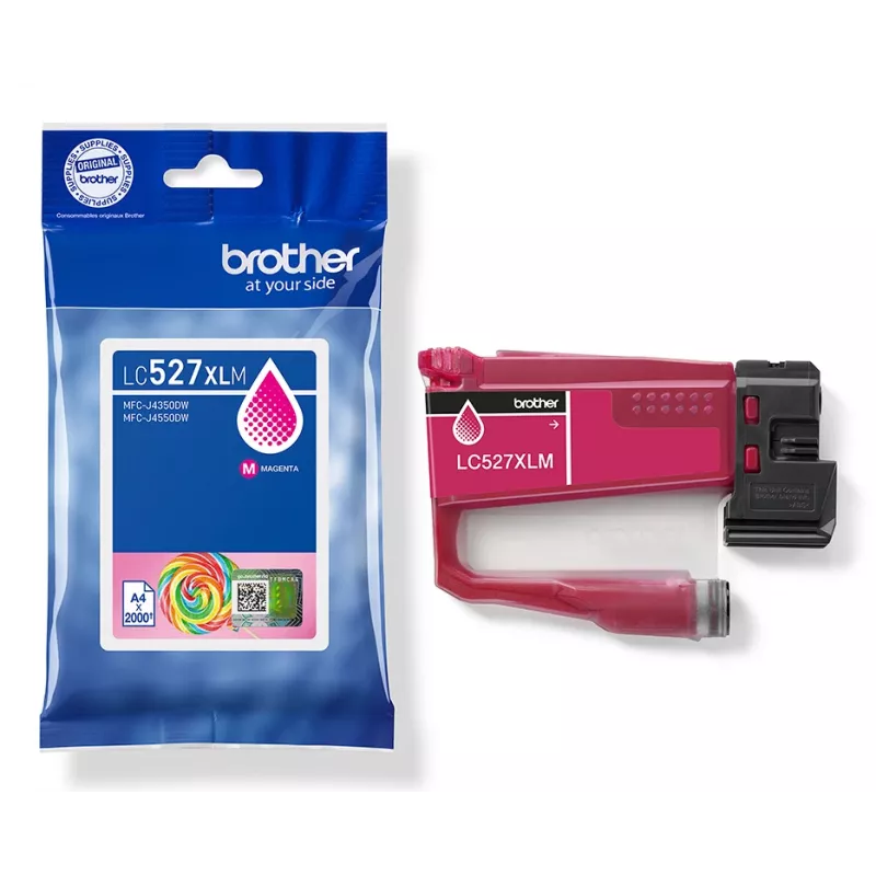 Brother Genuine LC527XLM High Yield Ink Cartridge - Magenta, High (XL) Yield, Magenta, Pigment-based ink, 1 pc(s), 2000 pages, Single pack