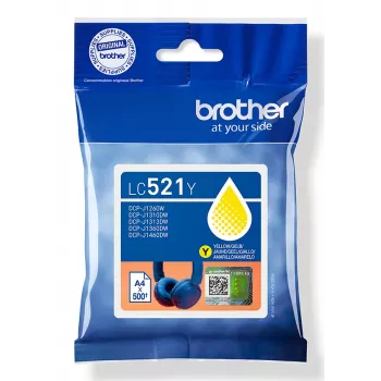 Brother LC521Y Genuine Ink Cartridge - Yellow, Yellow, 1 pc(s), 500 pages, Single pack