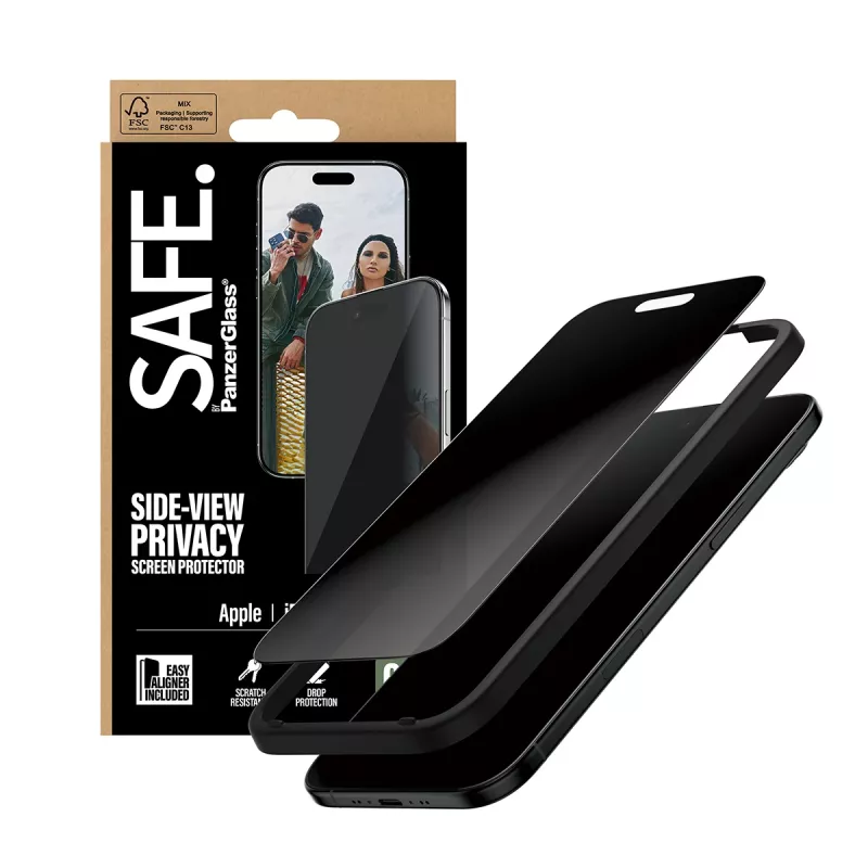 Screen protector PanzerGlass SAFE. Privacy for Apple iPhone Air — tempered glass, ultra-wide fit, EasyAligner, scratch and shock resistant