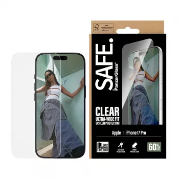 PanzerGlass SAFE. by ® Screen Protector iPhone 17 Pro | Ultra-Wide Fit w. EasyAligner