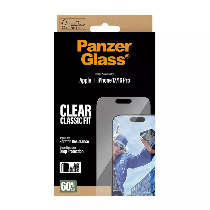 PanzerGlass ® Screen Protector iPhone 17 | iPhone 16 Pro | Classic Fit w. EasyAligner