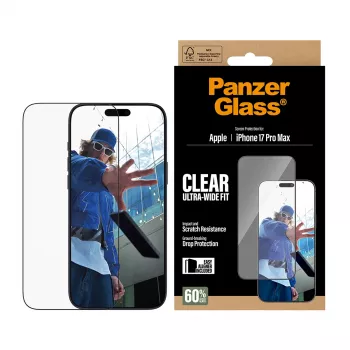 PanzerGlass ® Screen Protector iPhone 17 Pro Max | Ultra-Wide Fit w. EasyAligner